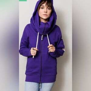 Thumb United Women's The Stacy Fleece Jacket Hoodie Size Large Purple Cozy